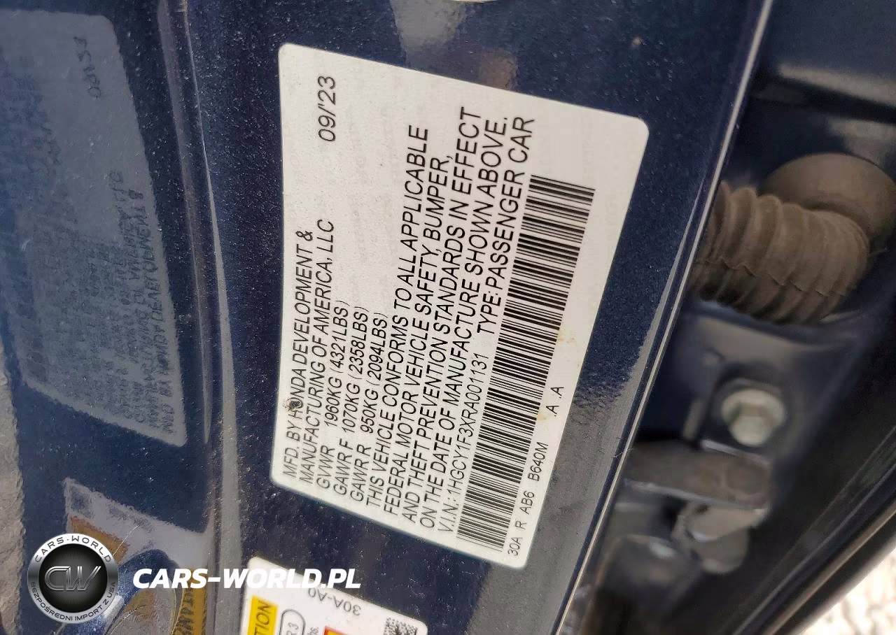 2024 Honda Accord Ex VIN:1HGCY1F3XRA001131 - 13