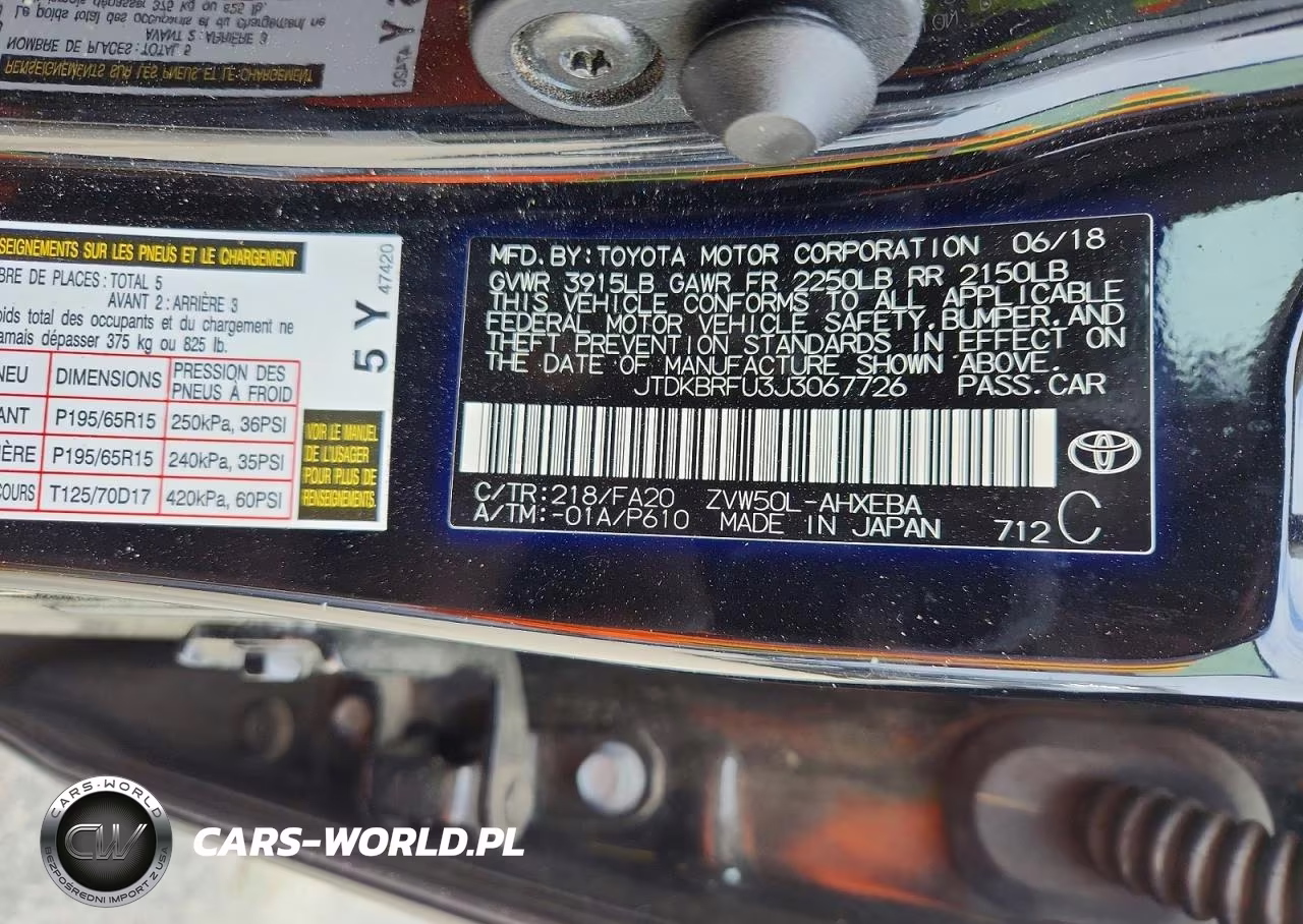 2018 Toyota Prius VIN:JTDKBRFU3J3067726 - 12
