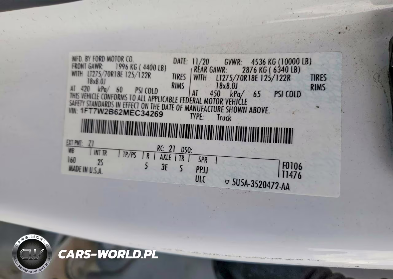 2021 Ford F250 Super Duty VIN:1FT7W2B62MEC34269 - 14