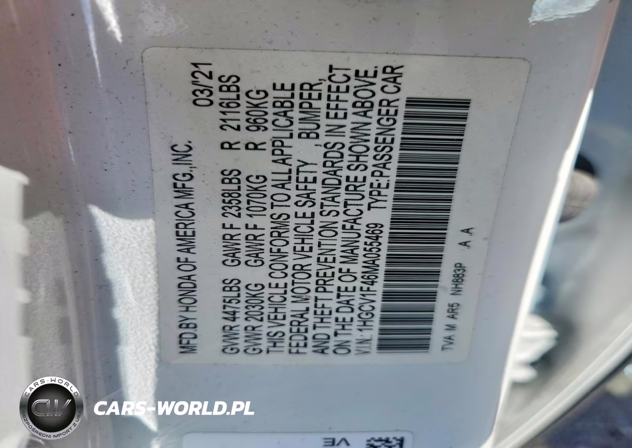 2021 Honda Accord Sport Se VIN:1HGCV1F46MA055469 - 12