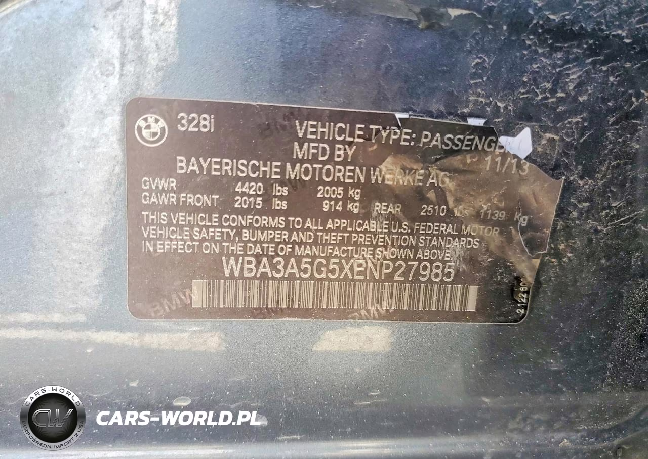 2014 BMW 328 I VIN:WBA3A5G5XENP27985 - 12