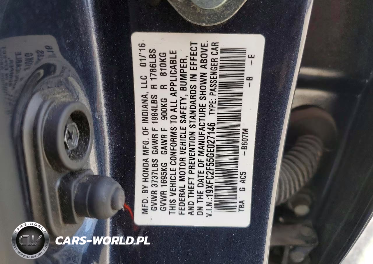 2016 Honda Civic Lx VIN:19XFC2F55GE027146 - 12