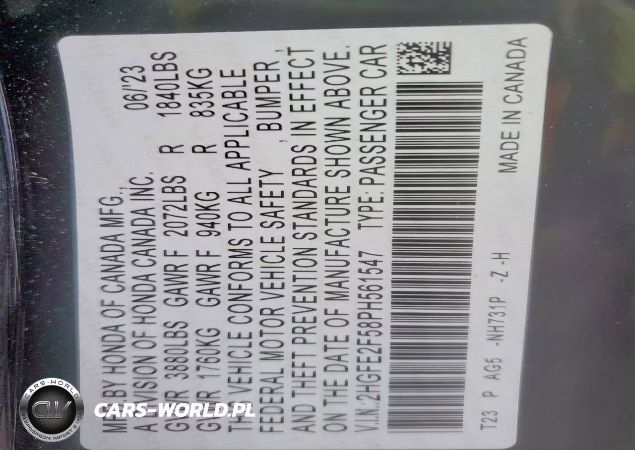 2023 Honda Civic Sport VIN:2HGFE2F58PH561547 - 13