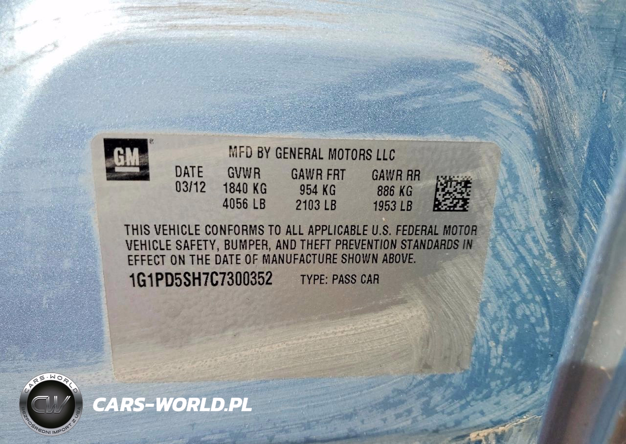 2012 Chevrolet Cruze Ls VIN:1G1PD5SH7C7300352 - 12