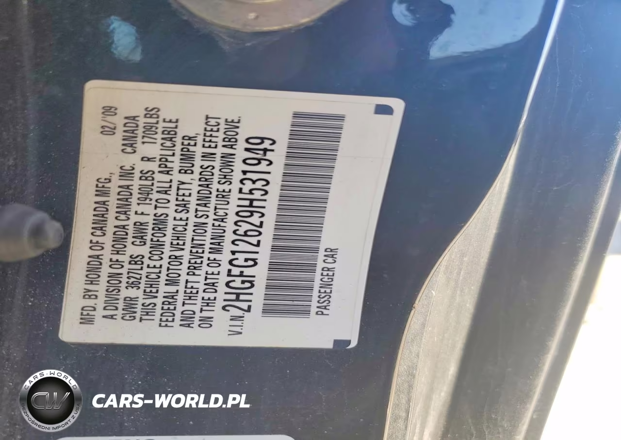 2009 Honda Civic Lx VIN:2HGFG12629H531949 - 13