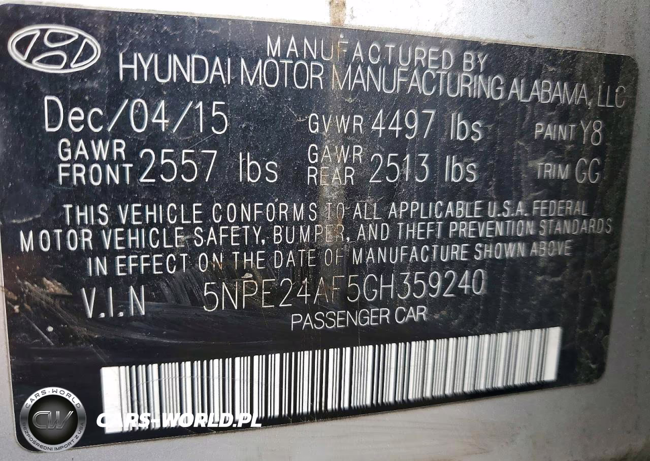 2016 Hyundai Sonata Se VIN:5NPE24AF5GH359240 - 12