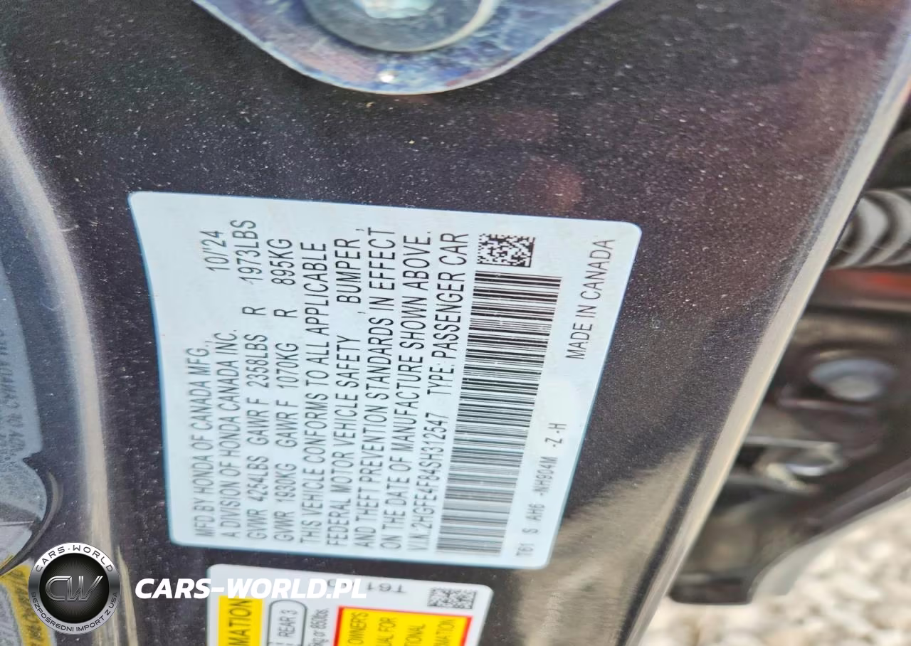 2025 Honda Civic Sport VIN:2HGFE4F84SH312547 - 13