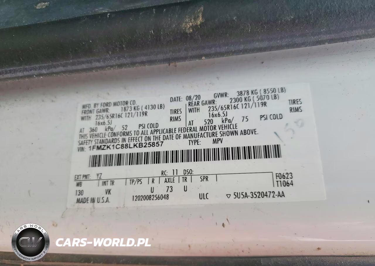 2020 Ford Transit T-150 VIN:1FMZK1C88LKB25857 - 13