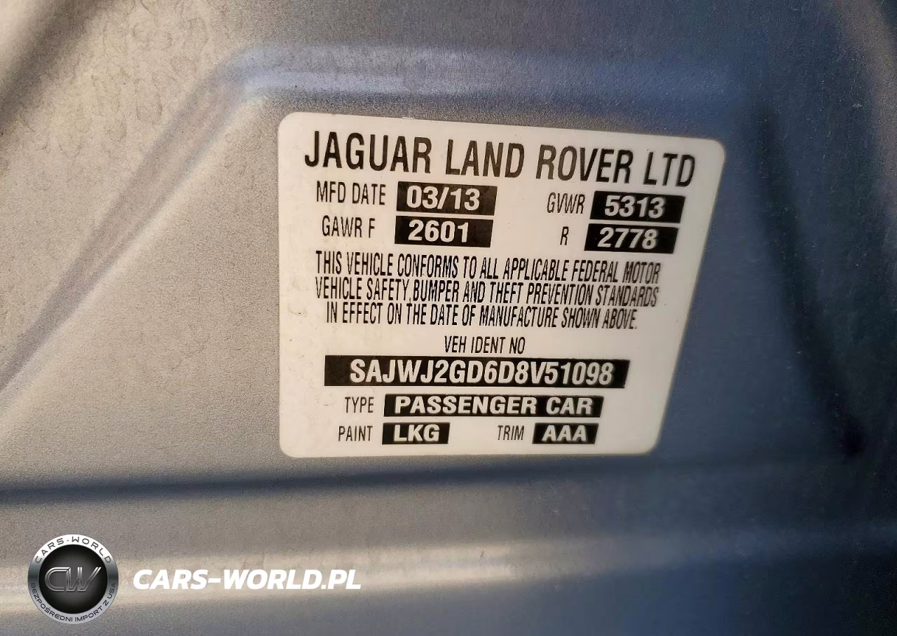 2013 Jaguar Xjl Portfolio VIN:SAJWJ2GD6D8V51098 - 12
