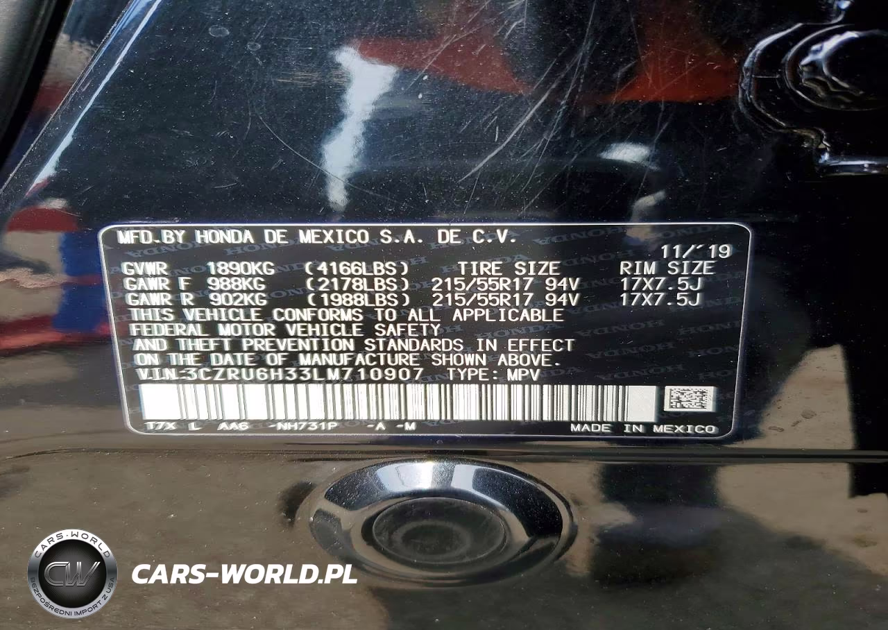 2020 Honda Hr-V Lx VIN:3CZRU6H33LM710907 - 14