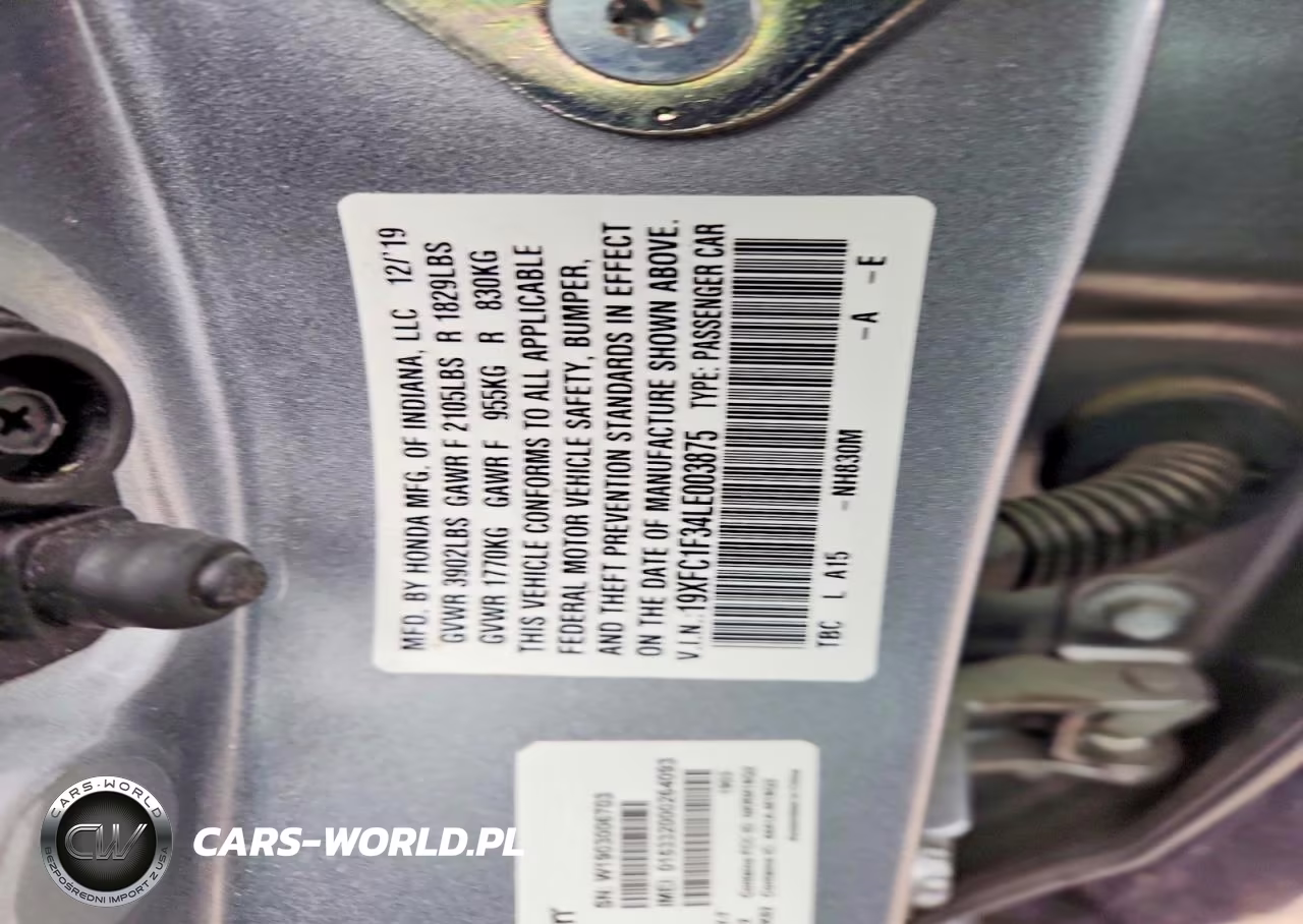 2020 Honda Civic Ex VIN:19XFC1F34LE003875 - 12