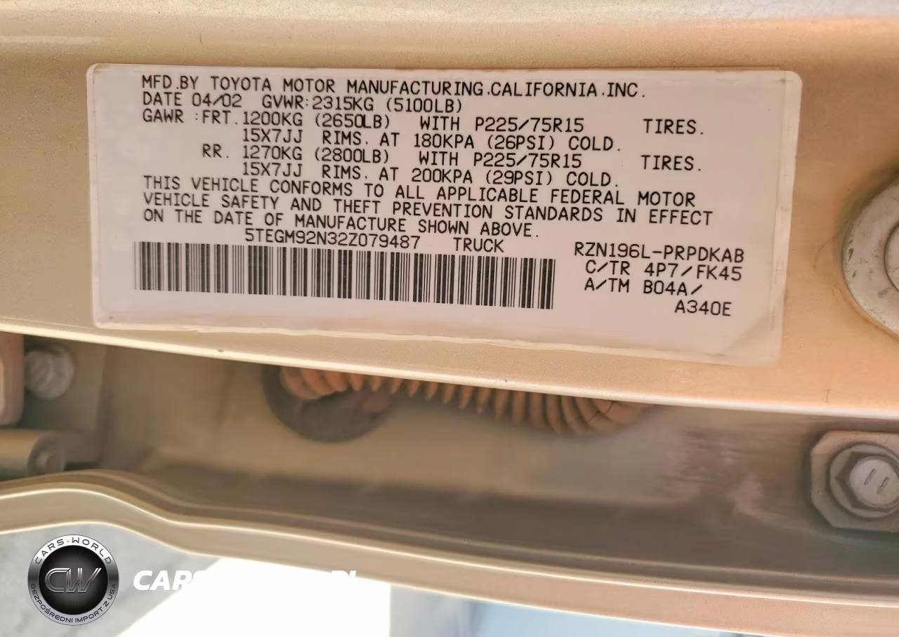 2002 Toyota Tacoma Prerunner VIN:5TEGM92N32Z079487 - 12