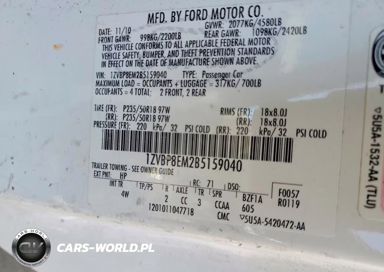 2011 Ford Mustang VIN:1ZVBP8EM2B5159040 - 12