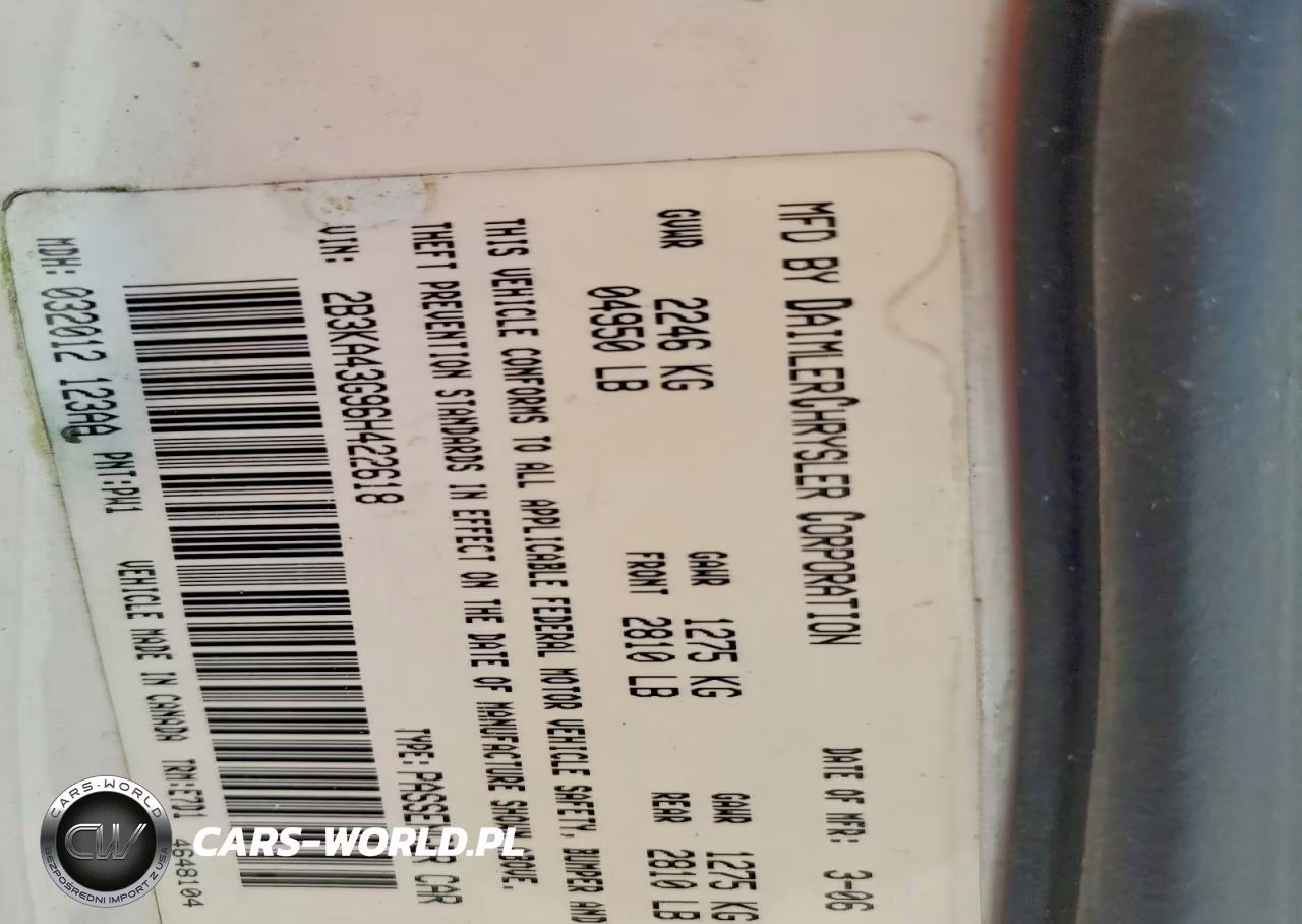 2006 Dodge Charger Se VIN:2B3KA43G96H422618 - 12