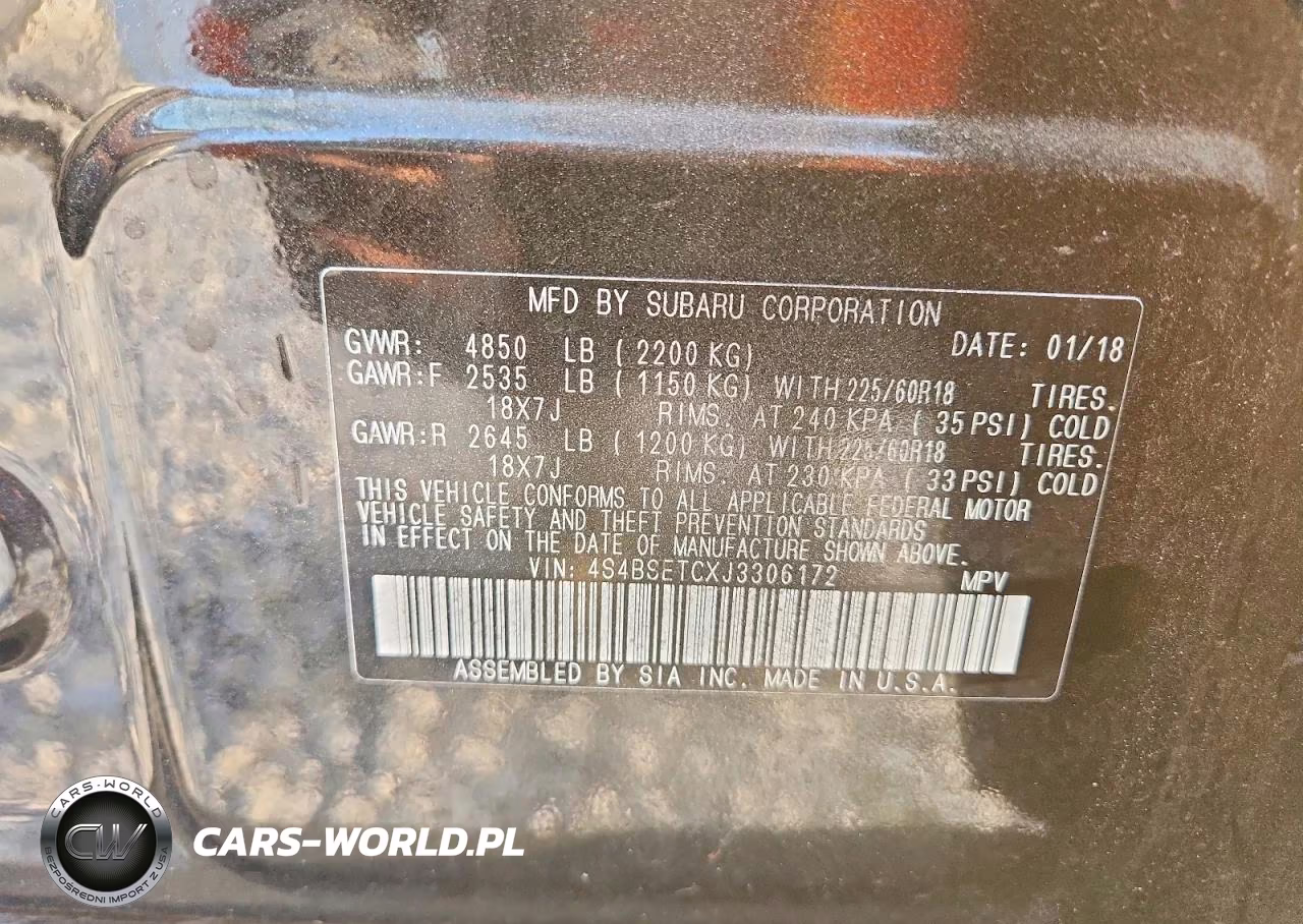 2018 Subaru Outback Touring VIN:4S4BSETCXJ3306172 - 14
