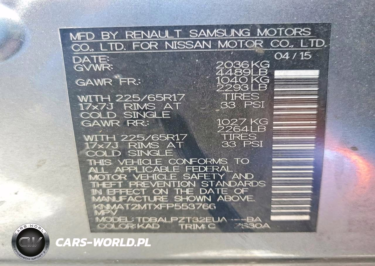 2015 Nissan Rogue S VIN:KNMAT2MTXFP553766 - 13