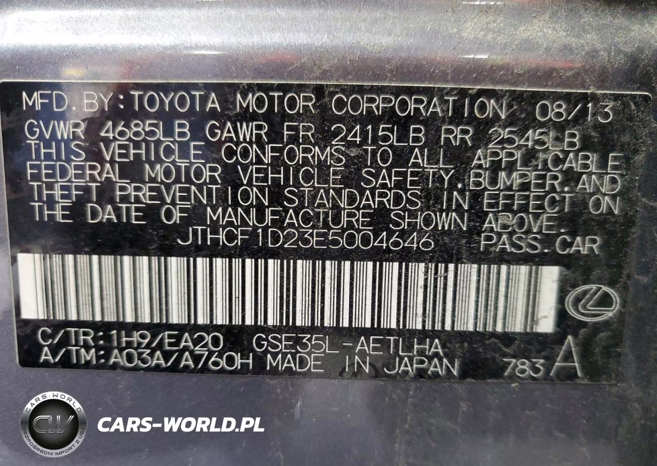 2014 Lexus Is 250 VIN:JTHCF1D23E5004646 - 12