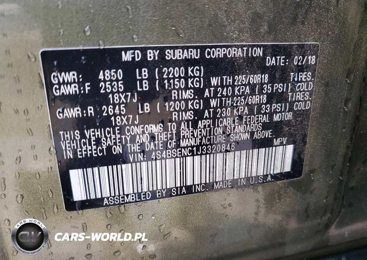 2018 Subaru Outback 3.6R Limited VIN:4S4BSENC1J3320846 - 13