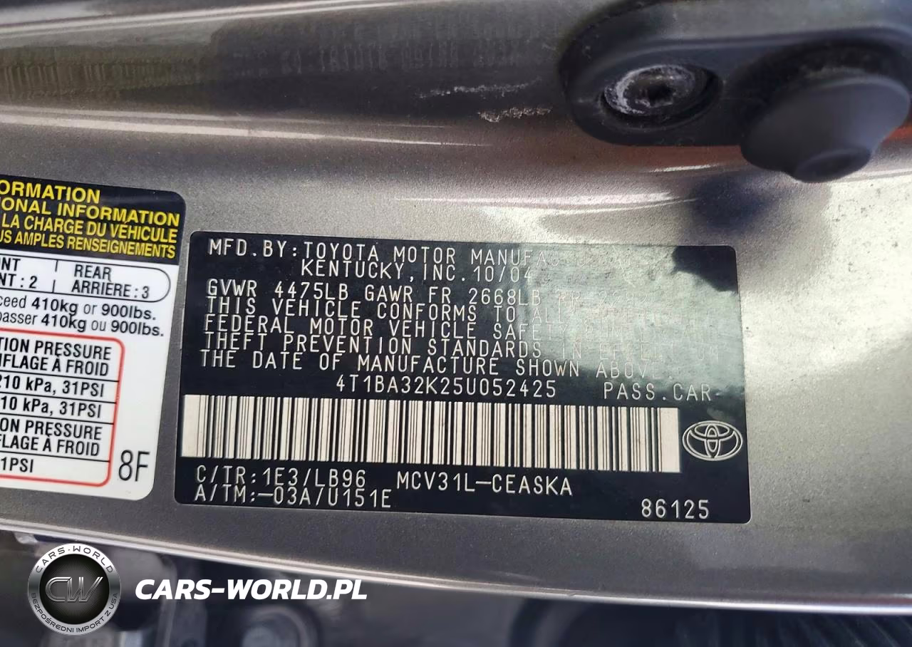 2005 Toyota Camry Se V6 VIN:4T1BA32K25U052425 - 12