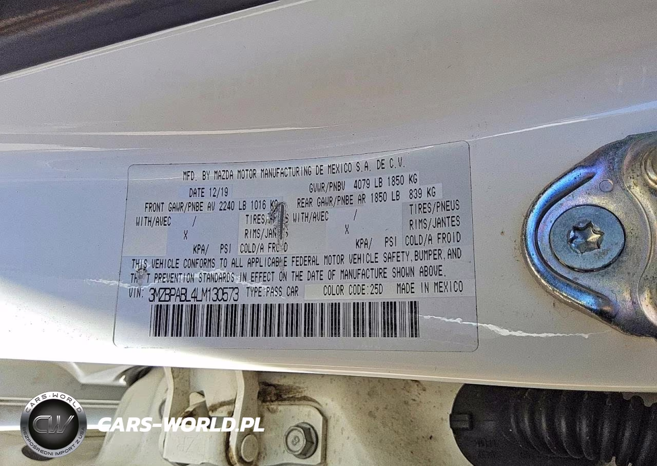 2020 Mazda 3 VIN:3MZBPABL4LM130573 - 12
