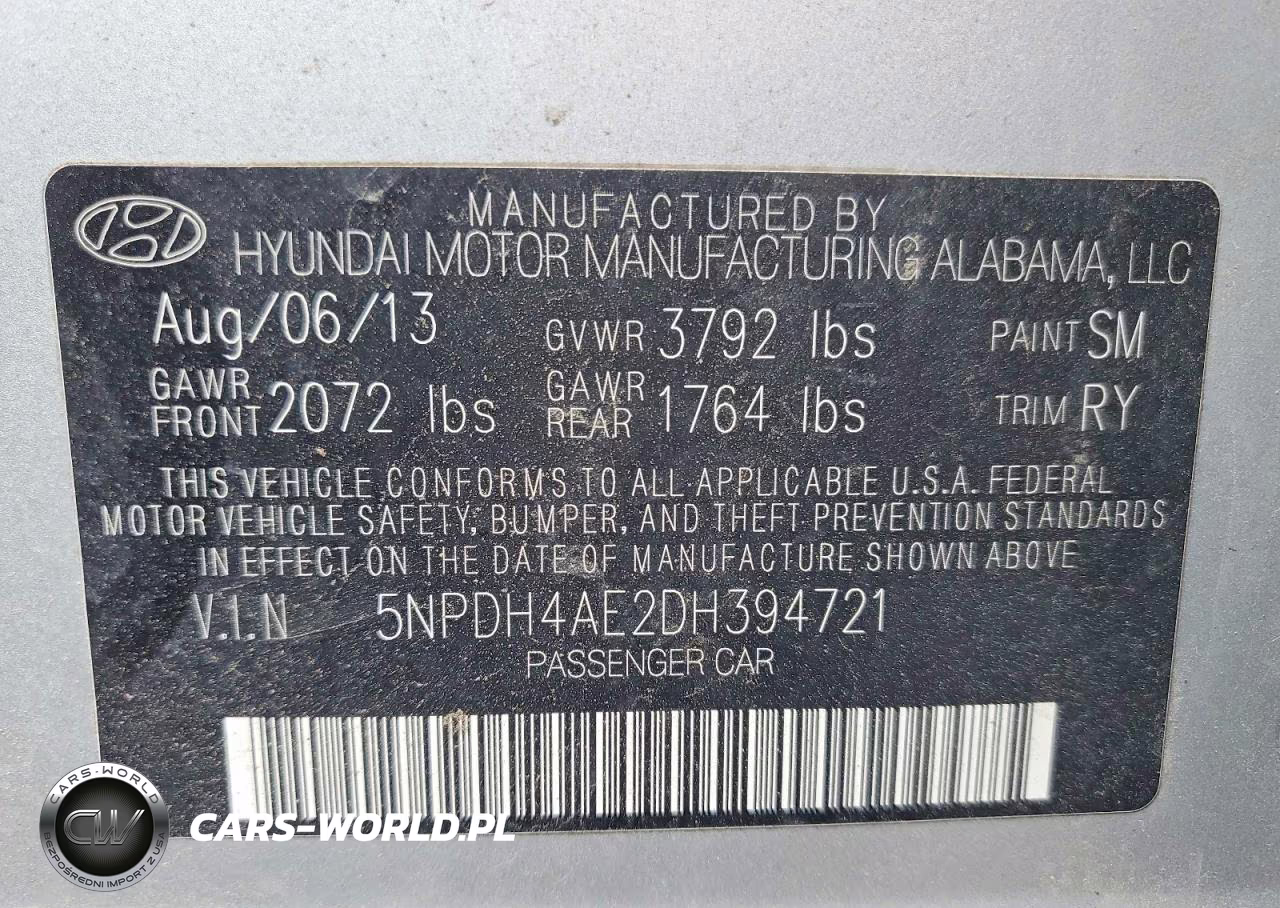 2013 Hyundai Elantra Limited VIN:5NPDH4AE2DH394721 - 12