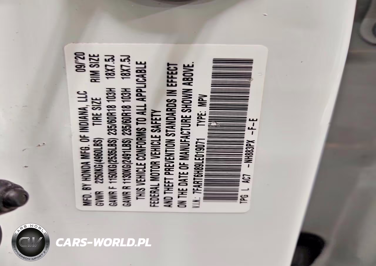 2020 Honda Cr-V Exl VIN:7FART6H89LE019071 - 13
