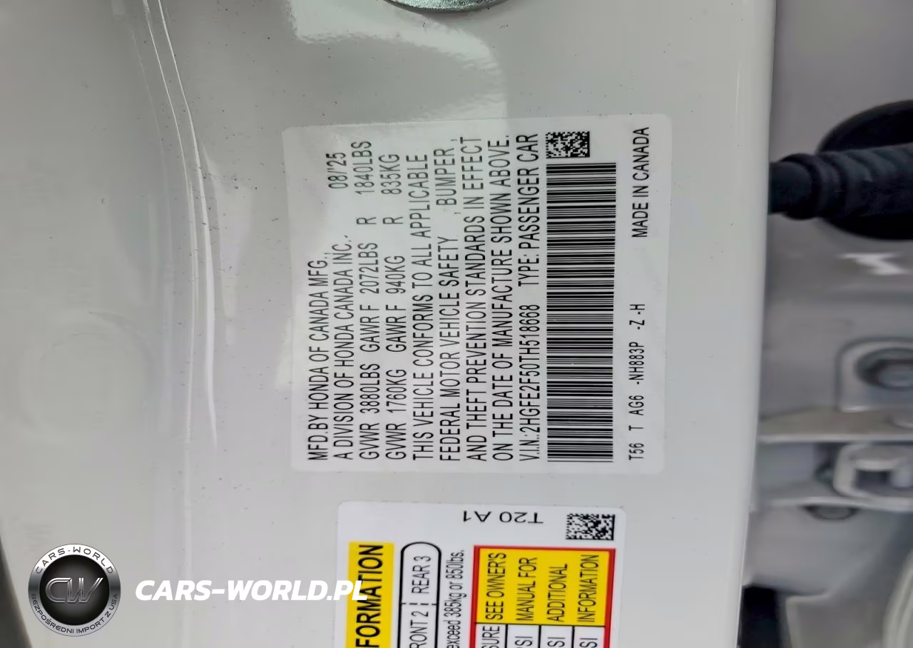 2026 Honda Civic Sport VIN:2HGFE2F50TH518668 - 13