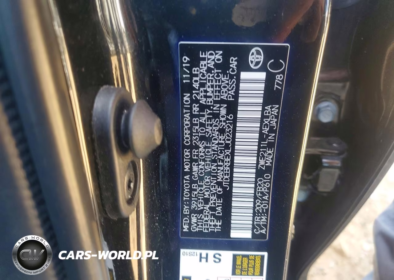 2020 Toyota Corolla Hybrid Le VIN:JTDEBRBEXLJ023216 - 12