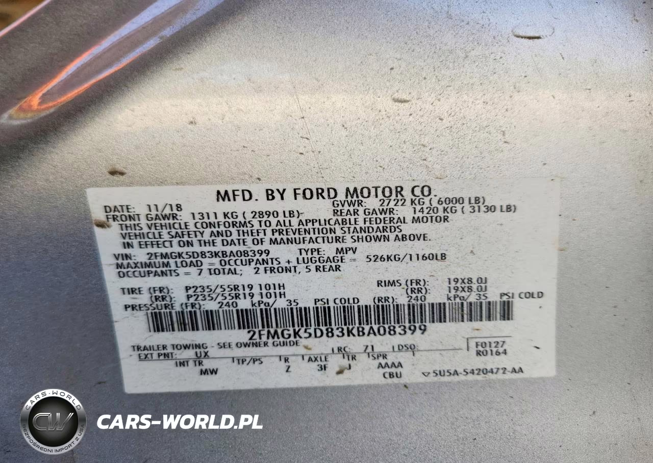 2019 Ford Flex Limited VIN:2FMGK5D83KBA08399 - 13