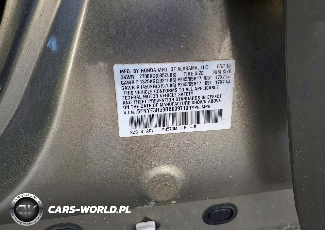 2011 Honda Pilot Exl VIN:5FNYF3H59BB009710 - 14