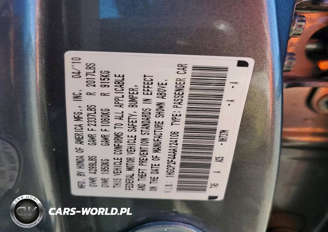 2010 Honda Accord Lxp VIN:1HGCP2F44AA124106 - 13