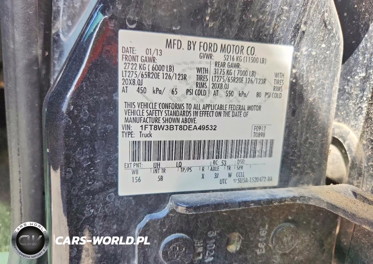 2013 Ford F350 Super Duty VIN:1FT8W3BT8DEA49532 - 12