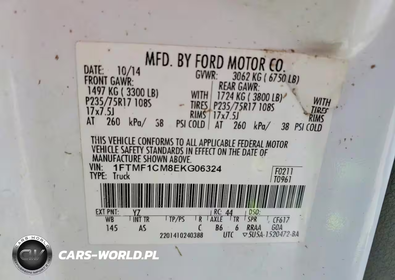 2014 Ford F150 VIN:1FTMF1CM8EKG06324 - 12