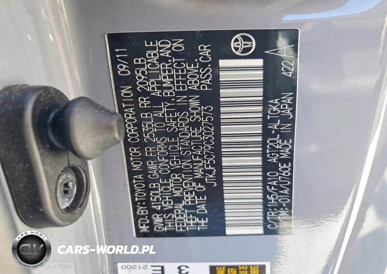2012 Scion Tc Base VIN:JTKJF5C79C3027573 - 12