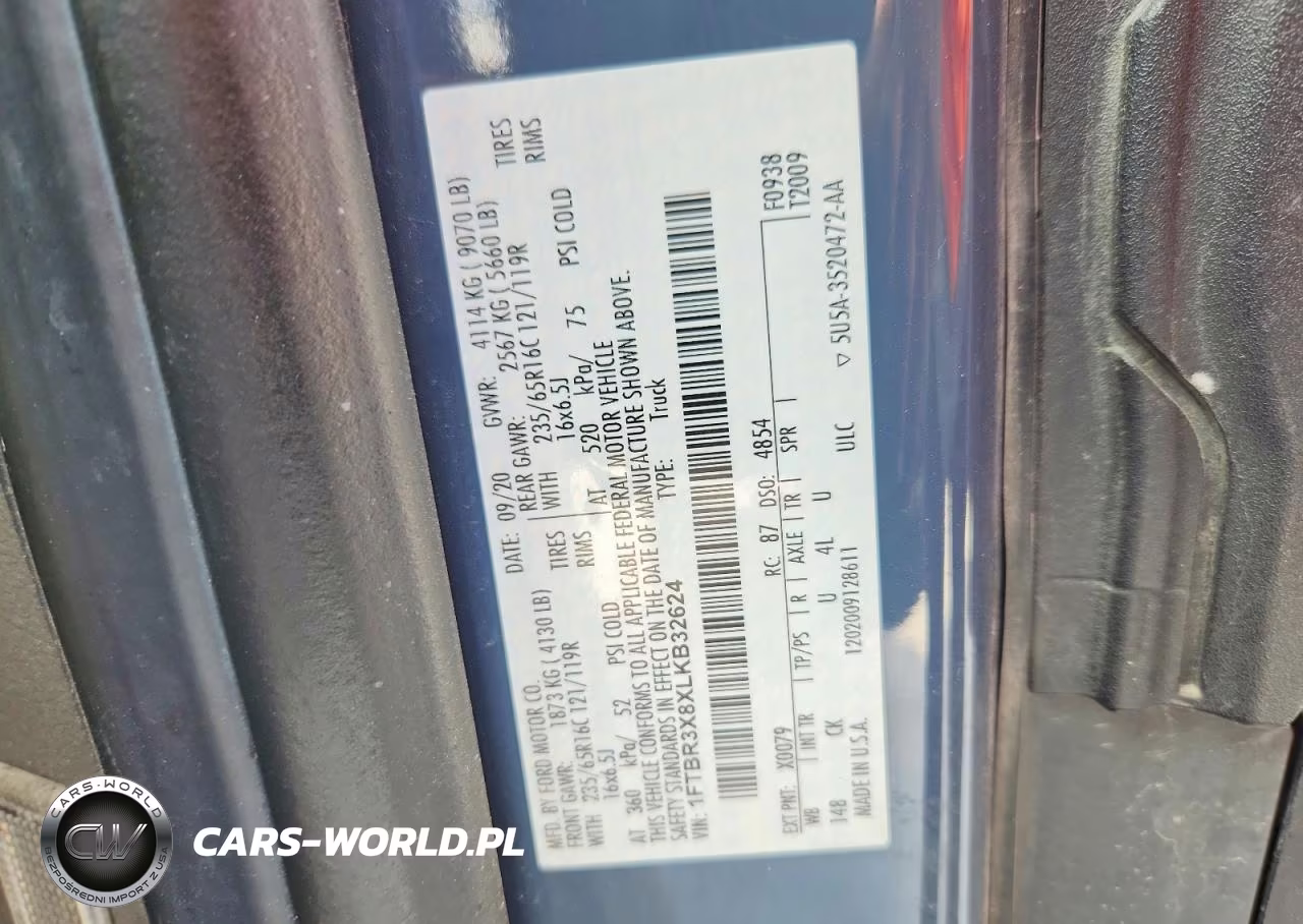 2020 Ford Transit T-250 VIN:1FTBR3X8XLKB32624 - 12