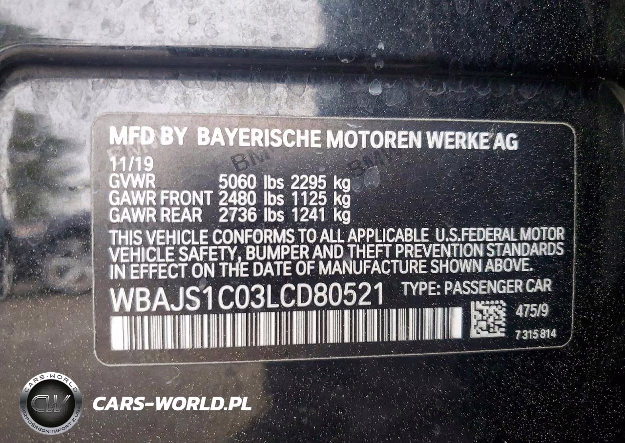 2020 BMW 540 I VIN:WBAJS1C03LCD80521 - 12