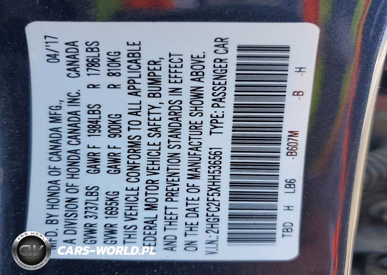 2017 Honda Civic Lx VIN:2HGFC2F5XHH536561 - 12
