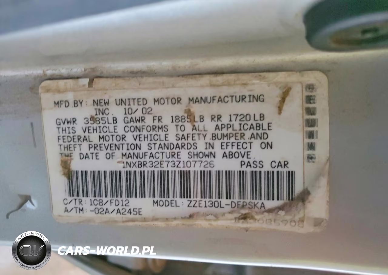 2003 Toyota Corolla S VIN:1NXBR32E73Z107726 - 12