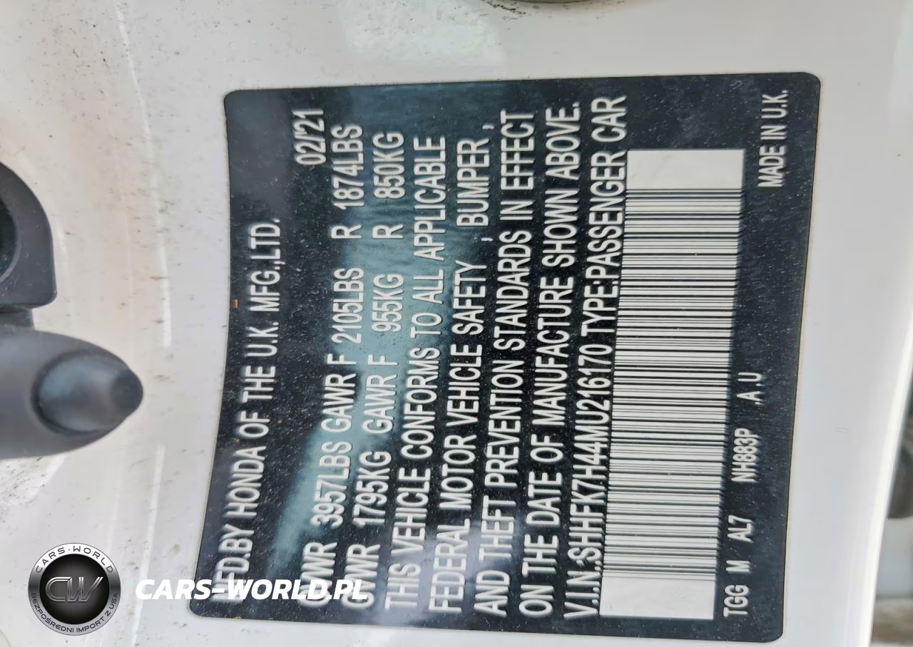 2021 Honda Civic Sport VIN:SHHFK7H44MU216170 - 12