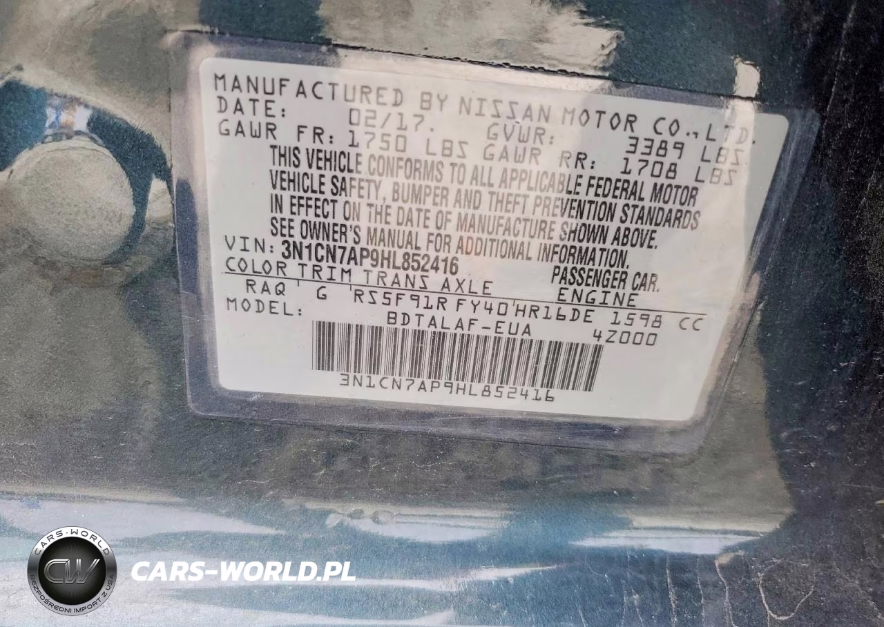 2017 Nissan Versa 1.6 S VIN:3N1CN7AP9HL852416 - 13