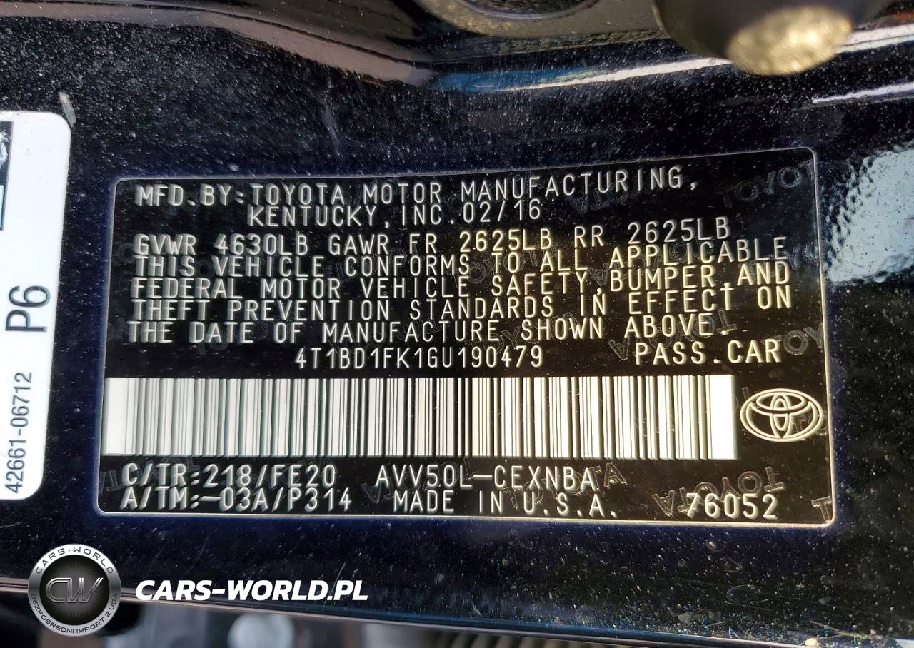 2016 Toyota Camry Hybrid Le VIN:4T1BD1FK1GU190479 - 12