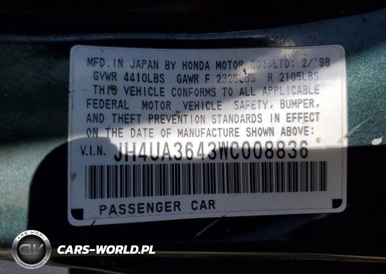 1998 Acura 3.2Tl VIN:JH4UA3643WC008836 - 13