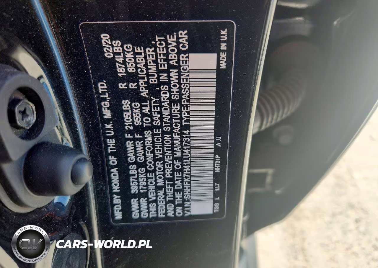 2020 Honda Civic Sport VIN:SHHFK7H41LU417314 - 12