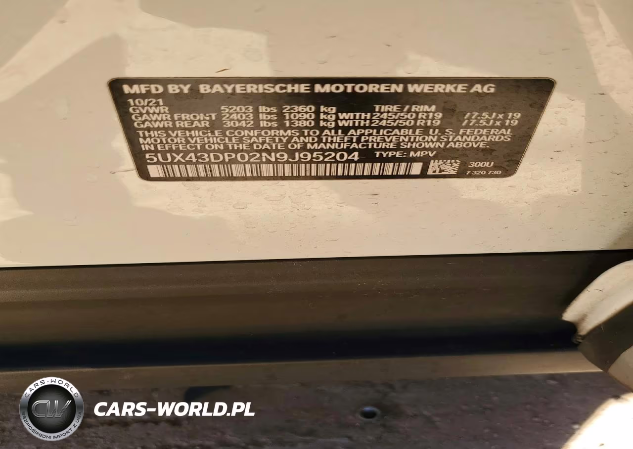 2022 BMW X3 Sdrive30I VIN:5UX43DP02N9J95204 - 12