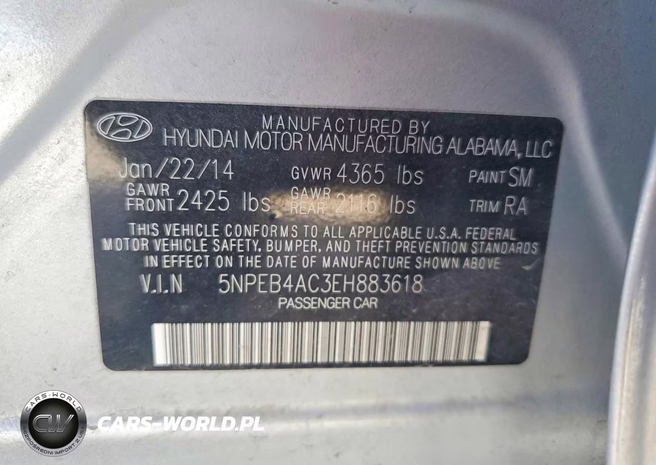 2014 Hyundai Sonata Gls VIN:5NPEB4AC3EH883618 - 13