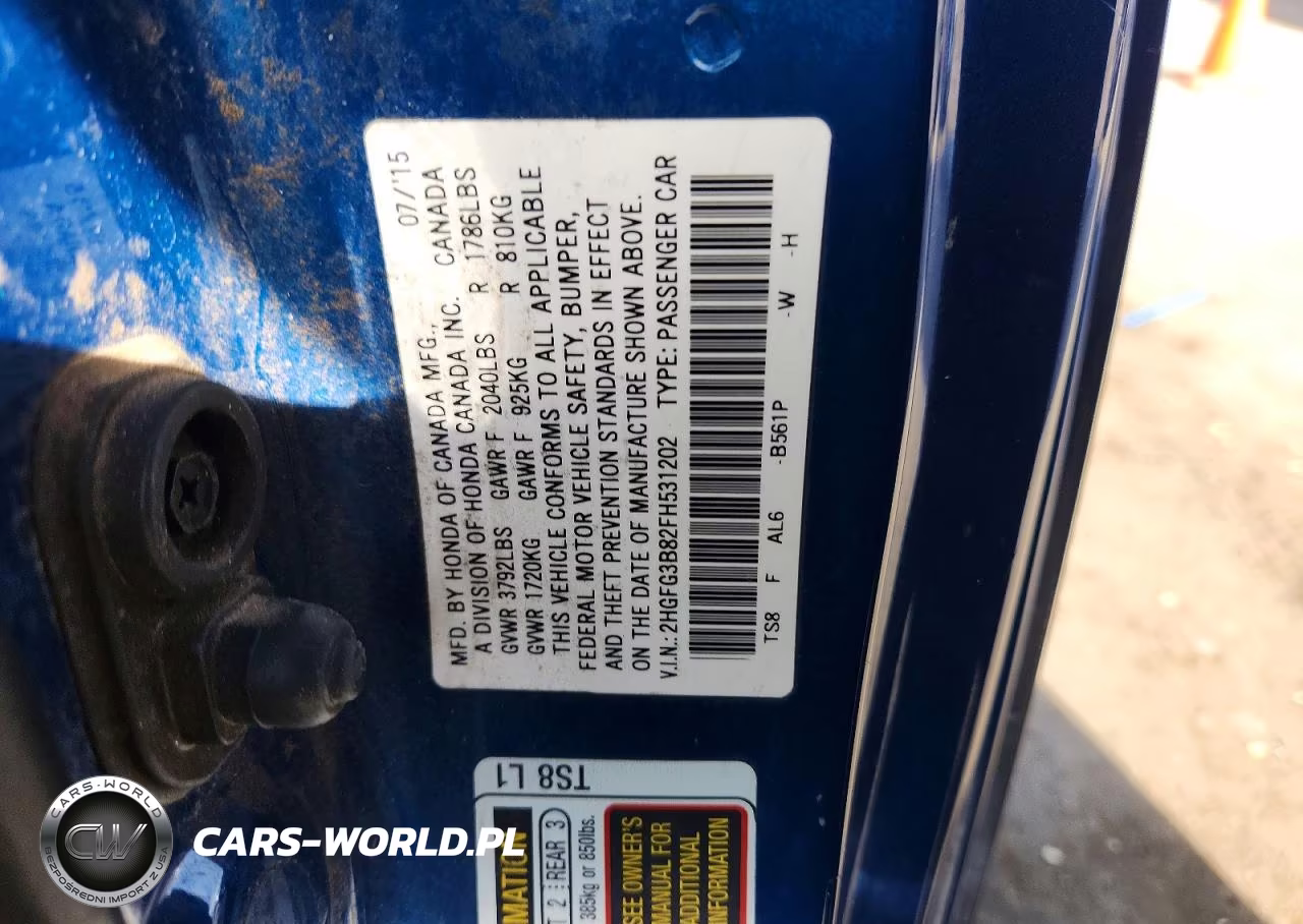 2015 Honda Civic Ex VIN:2HGFG3B82FH531202 - 12