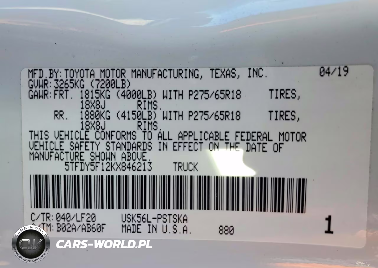 2019 Toyota Tundra 4Wd VIN:5TFDY5F12KX846213 - 12
