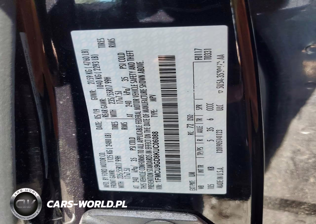 2019 Ford Escape Se VIN:1FMCU9GD8KUC06088 - 14