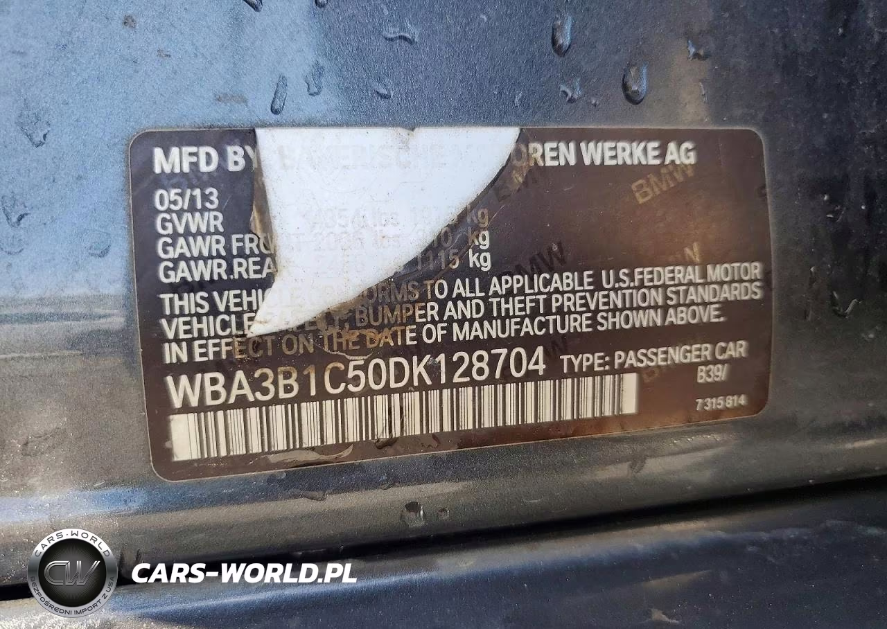2013 BMW 320 I VIN:WBA3B1C50DK128704 - 12