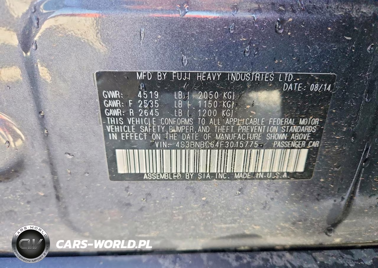 2015 Subaru Legacy 2.5I Premium VIN:4S3BNBC64F3015775 - 13